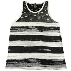 US Apparel Tank Top Black White Flag Graphic Sleeveless Mens LG NEW